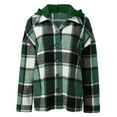 thumbnail image 7 of Long Winter Coats For Women Long Sleeve Button Down Plaid Shirts Flannel Hooded Shacket Hoodie Zip Up Jacket Ladies, 7 of 7