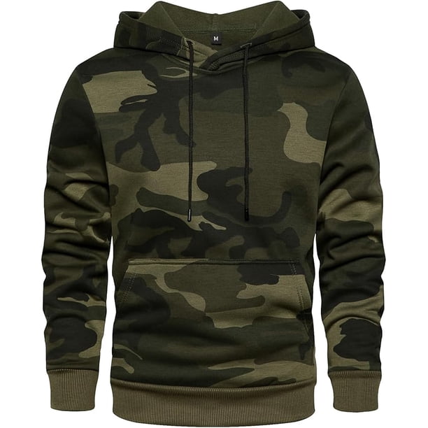 Sudadera polar con capucha y estampado de camuflaje para hombre