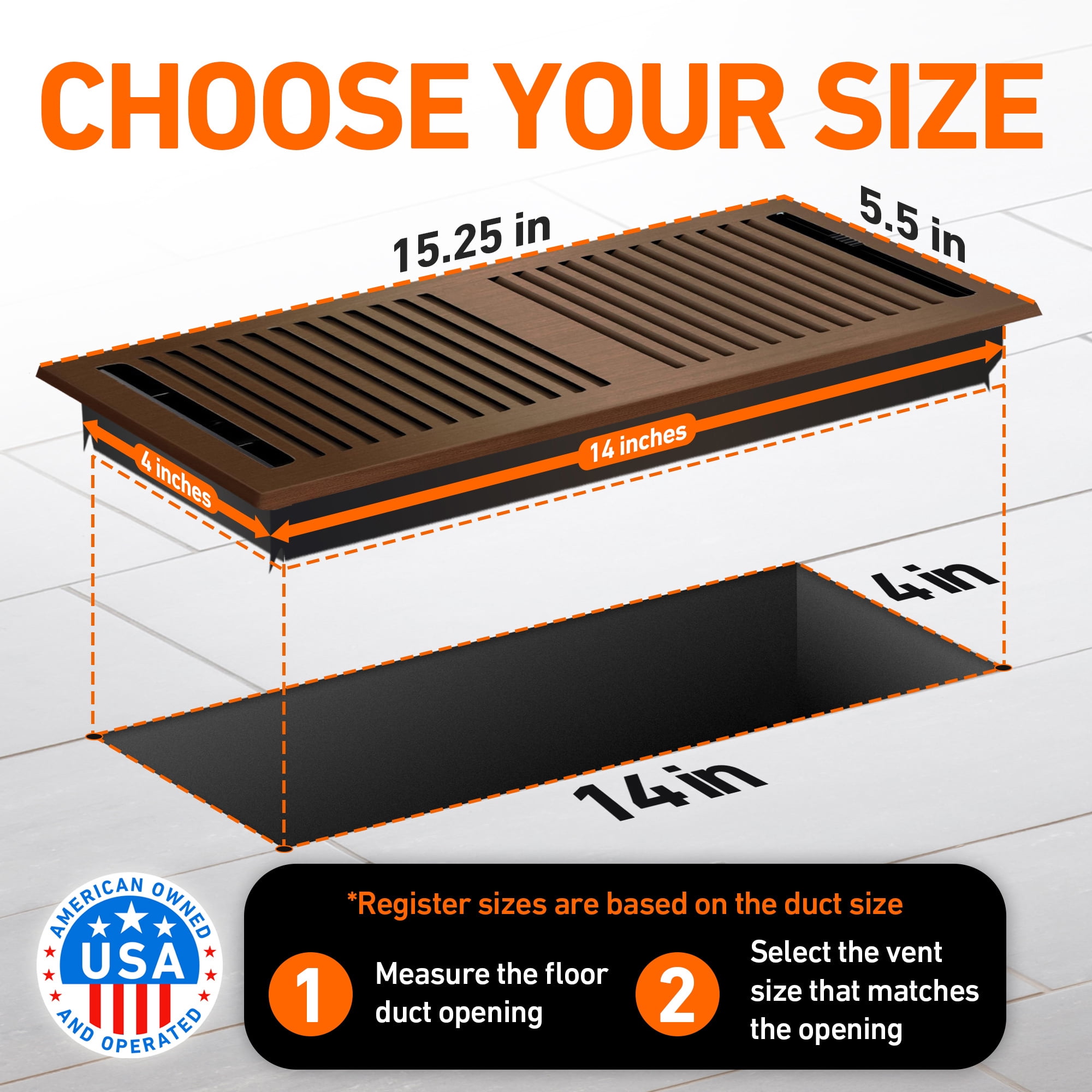 4X14 Floor Vent Covers Floor Register with Mesh Cover Trap, Heat and Air, Walkable Metal Floor Register for HVAC Duct, Contemporary, Oiled Bronze