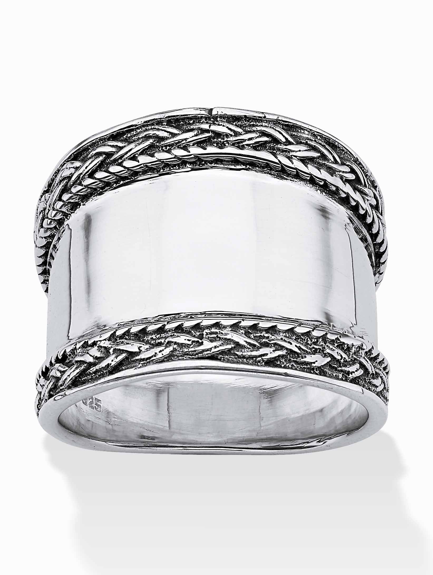 PalmBeach Jewelry Cigar BandStyle Ring with Rope Detailing in Yellow GoldPlated or Sterling