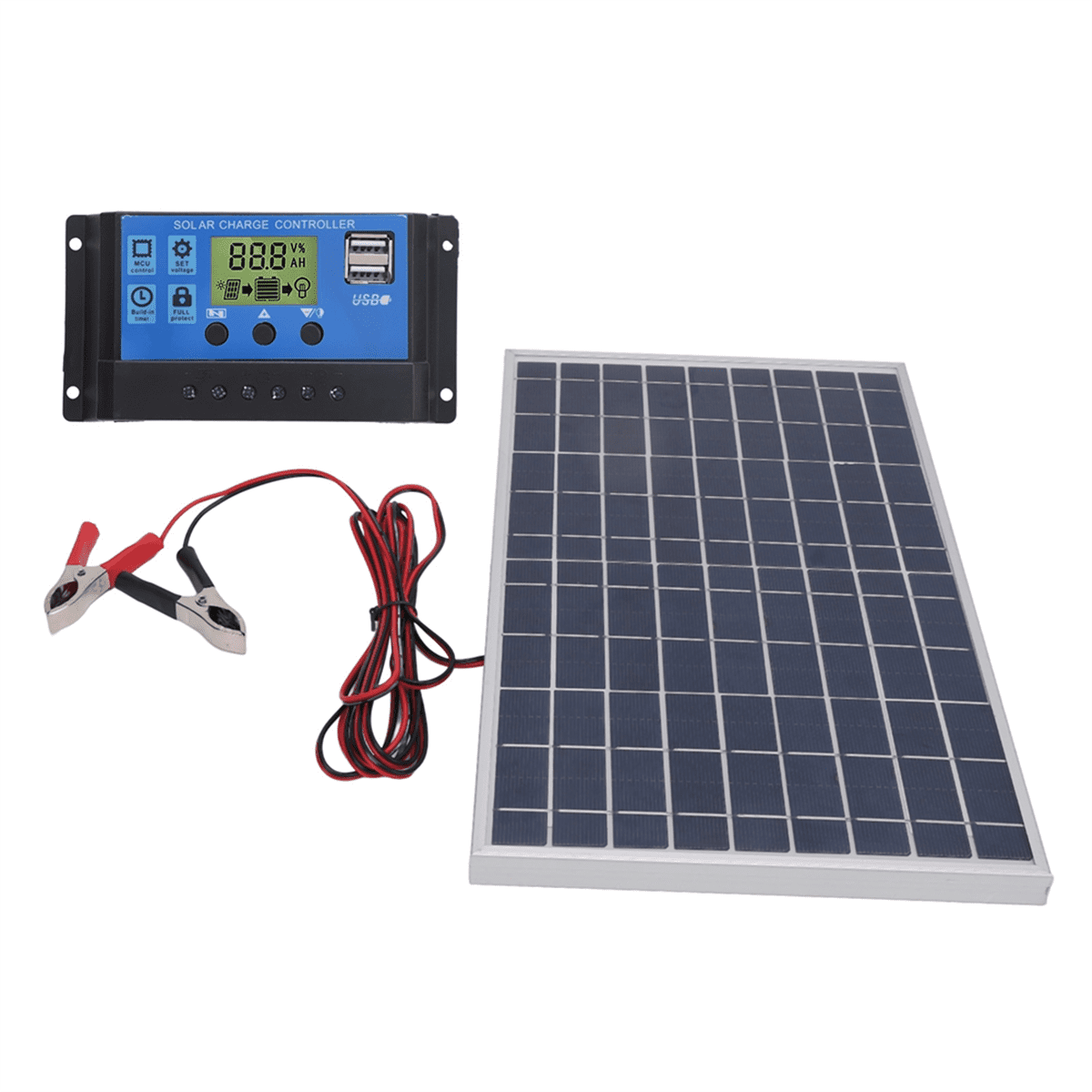 Solar Panel 10W 12V Polycrystalline IP65 Waterproof Portable 30A Solar Charge Controller Combo for Outdoor