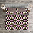 thumbnail image 3 of Ambesonne Fleur De Lis Quilted Bedspread Set 3 Pcs, Checkered Pop Art, King Size, Multicolor, 3 of 3