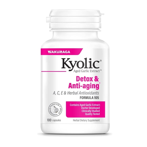 Kyolic Aged Garlic Extract, Detox & Anti-Aging, Formula 105, Capsules, 100 ea