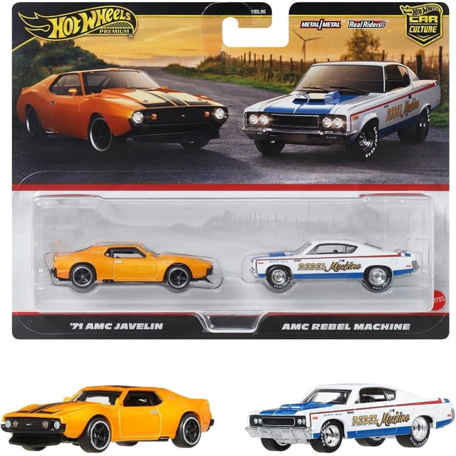 Vehículo de juguete Hot Wheels Premium, paquete de 2 unidades AMC Javelin/AMC del 71