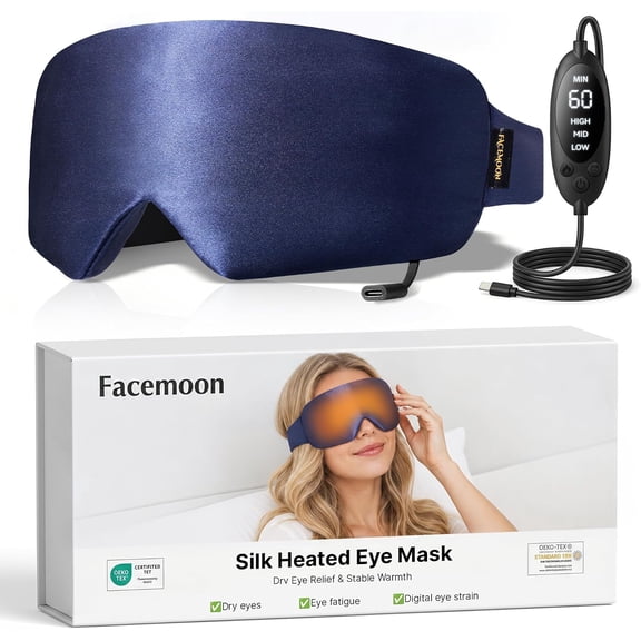 FACEMOON Heated Eye Mask for Dry Eyes – Electric USB Heat Mask for Blepharitis, Chalazion, Eye Fatigue
