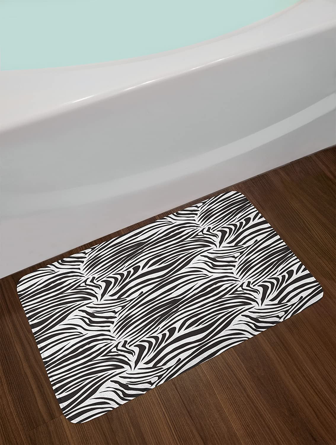 Zebra Print Bath Mat, Striped Zebra Animal Print Nature Wildlife Inspired  Simplistic Illustration, Plush Bathroom Decor Mat with Non Slip Backing,  29.5