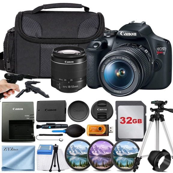 Canon EOS Rebel T7 Digital SLR Camera with EF-S 18-55mm Lens, APS-C Sensor, 24.1MP (International Version)