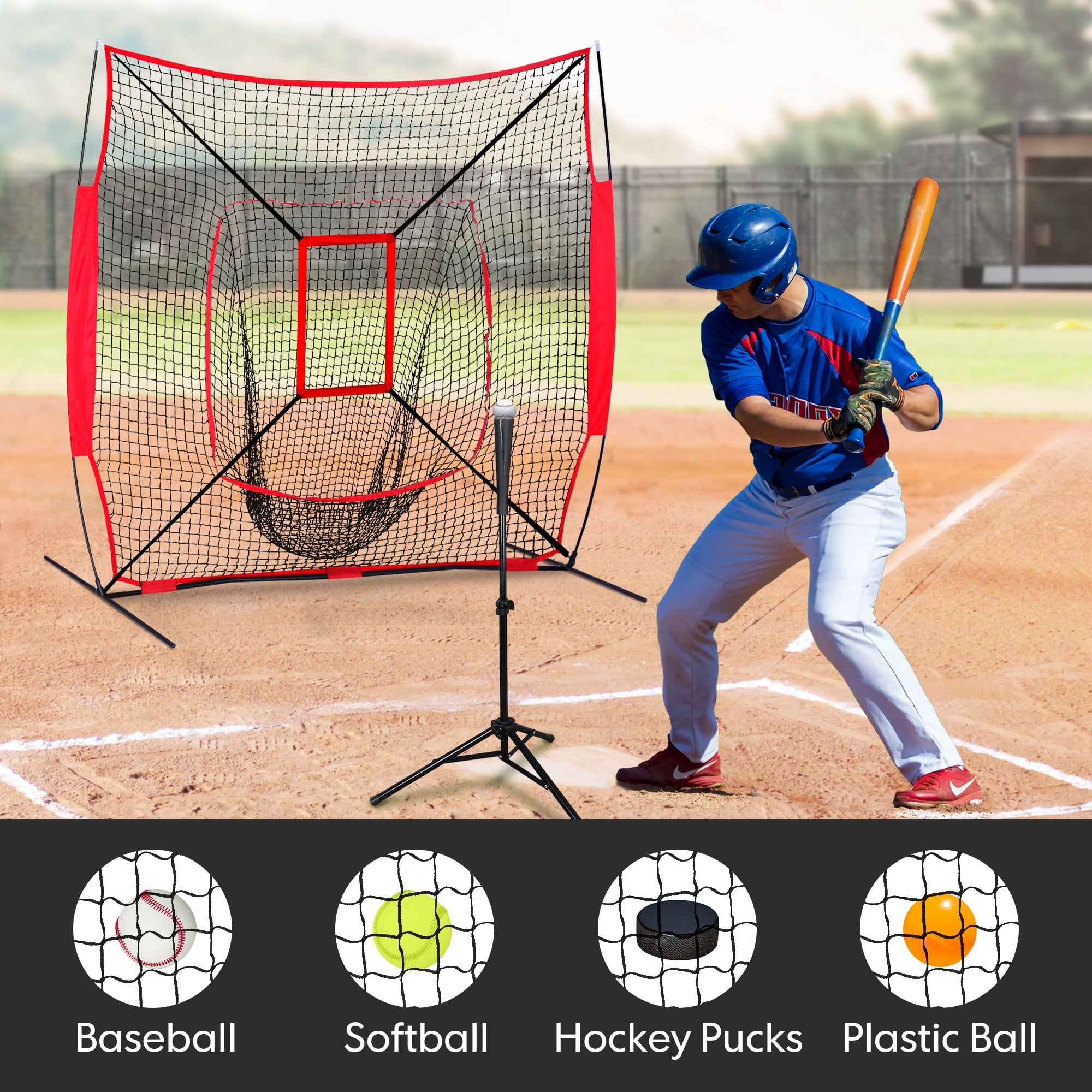 ZenSports 7'x7' Baseball Softball Batting Net, Pitching