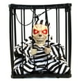 thumbnail image 1 of Esqueleto animado aterrador de Halloween que grita en una jaula con ojos iluminados, accesorios para casas embrujadas, decoraciones para fiestas de Halloween, 1 of 10