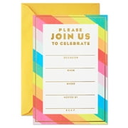 Hallmark Party Invitations, Diagonal Rainbow Stripes, 10 ct.