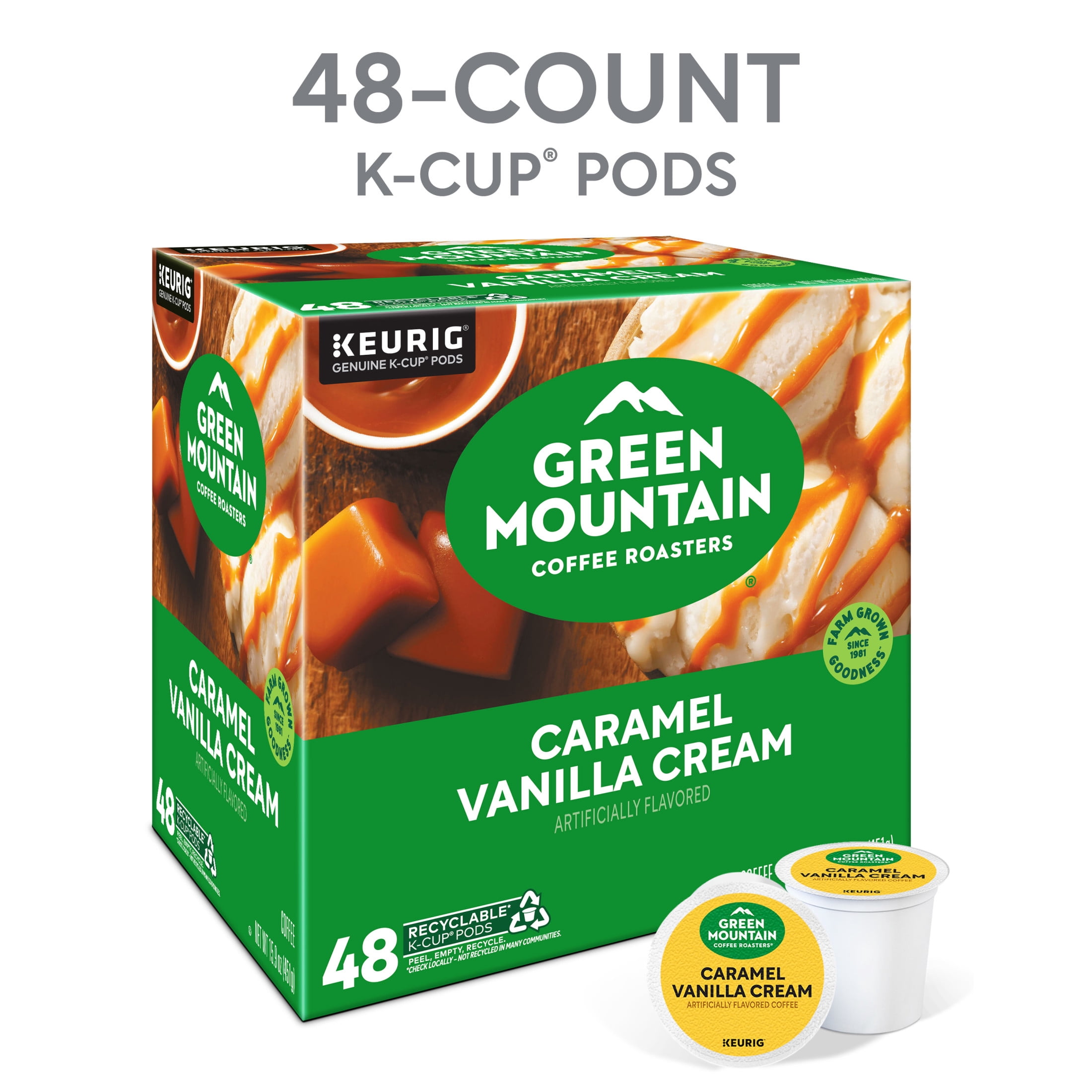 Green Mountain Coffee Roasters, Caramel Vanilla Cream Light Roast K-Cup Coffee Pods, 48 Count