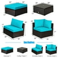 thumbnail image 2 of Gymax 6PCS Rattan Patio Sectional Sofa Set Outdoor Furniture Set w/ Turquoise Cushions, 2 of 10