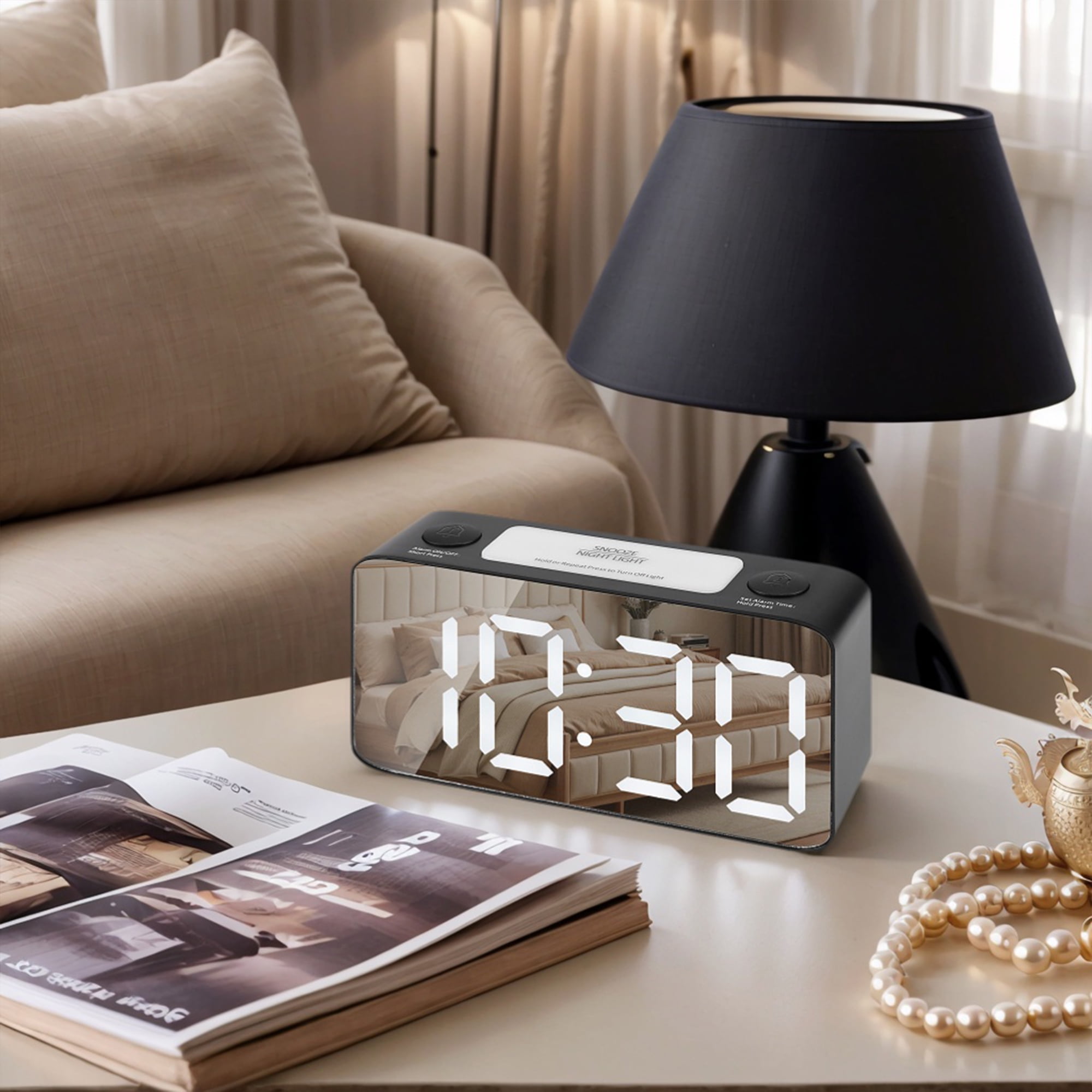 Unique Bargains Large LED Display Digital Alarm Clock Black 6.7"L x 2.0"W x 3.1"H