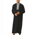 thumbnail image 1 of MYG Mens V Neck Long Sleeve Maxi Dress Full Length Casual Kaftan Robe Muslim Gown, 1 of 9