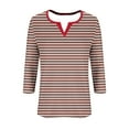 thumbnail image 5 of TFEOQRY Blouses for Women Casual Stripe Printed Fashionable Pullover Shirt Long Sleeve V-Neck Tops Burgundy, 5 of 5