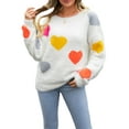 thumbnail image 1 of FAROOT Chandail en Tricot Doux pour Femmes Col Rond Imprimé Cœur Chaud pour la Saint-Valentin, 1 of 9