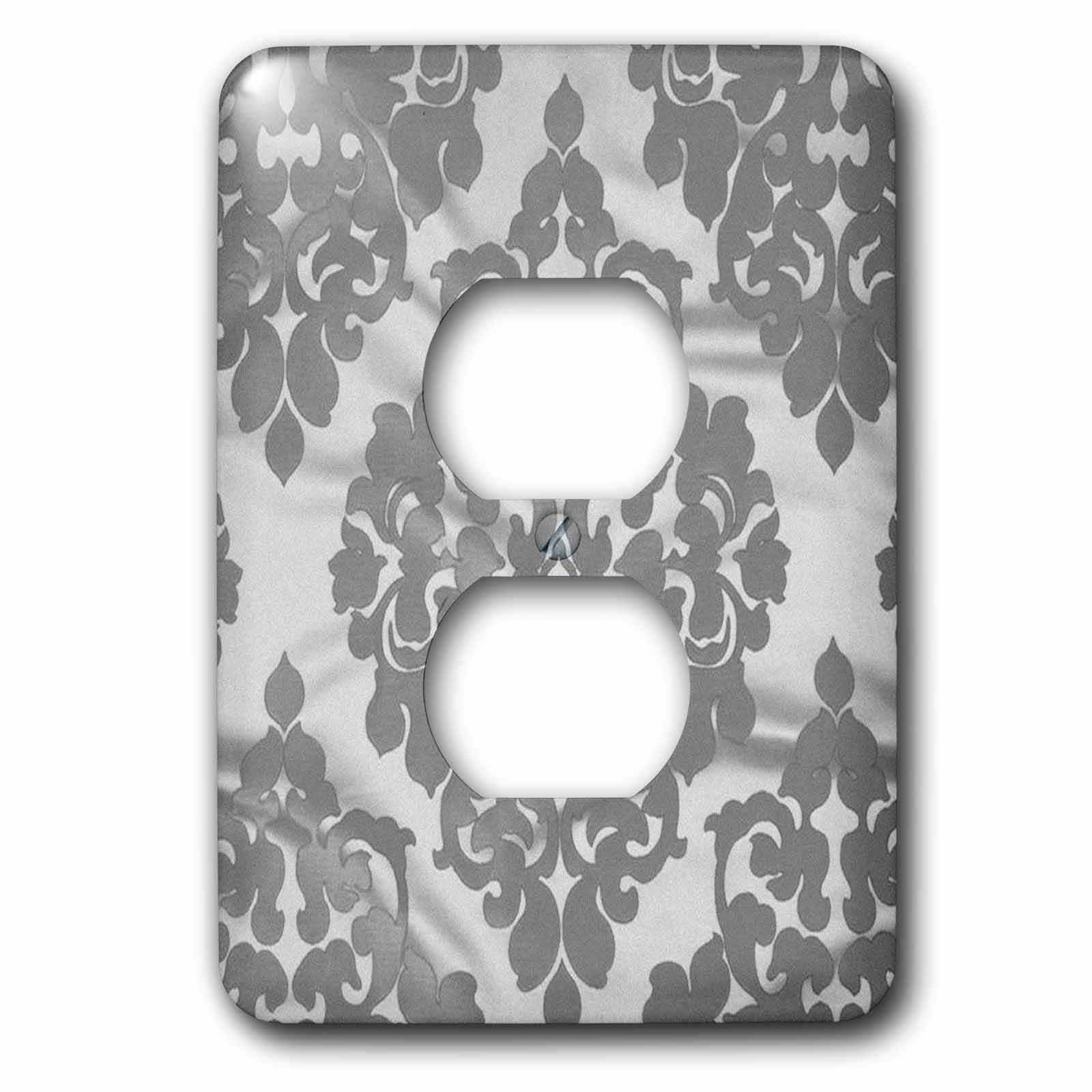 3dRose lsp_214527_6 Silver Damask Style 2 Plug Outlet Cover