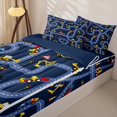 thumbnail image 3 of Erosebridal Road Builder Vehicle Zipper Twin Comforter Sets with Fitted Sheet and 2 Pillowcases,Traffic Light Warning Zipper Bedding Set For Boys,Navy Blue Reversible,4-Piece, 3 of 7