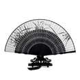 thumbnail image 1 of Silk Black Leques Japoneses Ladies Bambú Plegable Mano Fans Personalizada Fan de la decoración de la Boda Vieja, 1 of 7