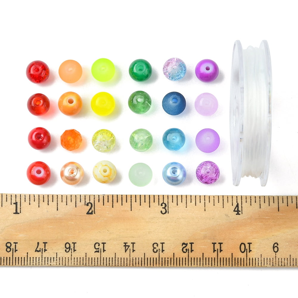 DIY Stretch Bracelet Making Kit Including Glass Round Beads Elastic Thread Mixed Color 480Pcs/set
