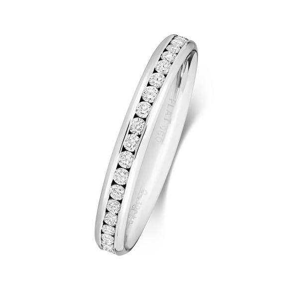 Platinum 950 2.7mm Slight Court Comfort Women Eternity Diamond Wedding Band/Ring Brilliant Cut 0.35 Carat G - SI1