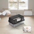 thumbnail image 3 of Extra grande high sided stainless steel cat litter box con lid, anti - slip mat y scoop, easy to clean y detachable, 3 of 7
