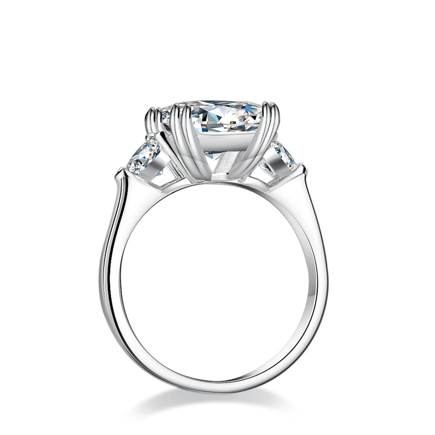 4ct Emerald Cut Moissanite Engagement Rings for Women Wedding Rings D Color VVS1 Sterling Silver Diamond Rings Moissanite Anniversary Promise Rings for Women with Certificate