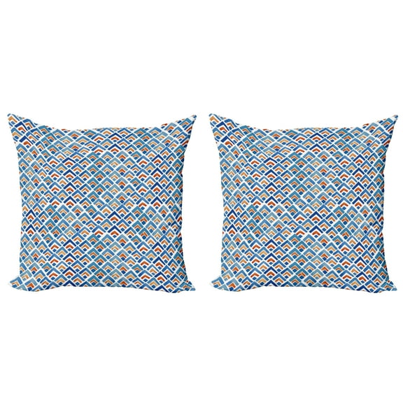 Ambesonne Japanese Throw Pillow Cover 2 Pack, Chevron Watercolor Art, 20", Pale Blue Orange