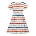 thumbnail image 4 of MKOSPLRT Striped Dresses for Girl 4-14 Years Short Sleeve Crew Neck Swing Skater Twirl Dresses Color Block Midi A Line Dresses, 4 of 8