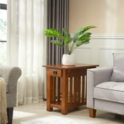 Leick Home Mission Impeccable Solid Wood Storage End Table, Medium Oak