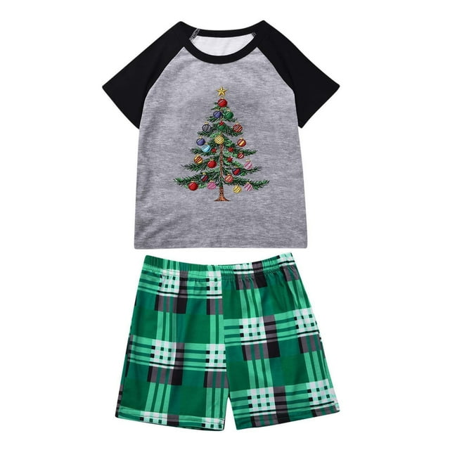 Fashionable Christmas Parent-Child Set Plaid Print Home Pajamas Two-Piece Kids Set