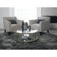 Studio Designs Home Camber Modern Glass Round Coffee Table in Gold 38