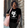 thumbnail image 2 of Women's T-Shirt It's Fine I'm Fine Everythimg Ls Fine Cute Cartoon Short Sleeve Casual Tee Classic Crew Neck T Shirt for Women Black, 3XL, 2 of 7
