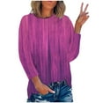 thumbnail image 1 of IROINID T-Shirt à Manches Longues en Polyester pour Femmes Confortable Été Col Rond Imprimé Blouses de Sortie, Rose Vif, 1 of 3