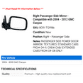 thumbnail image 2 of Right Passenger Side Mirror - Compatible with 2004 - 2012 GMC Canyon 2005 2006 2007 2008 2009 2010 2011, 2 of 2