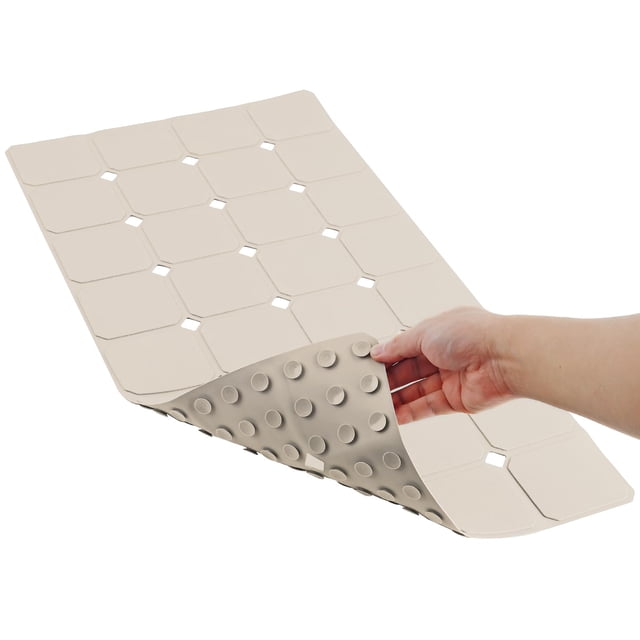 Alfombra de bañera MeiMeide, antideslizante, de silicona, plegable, color beige, 38 x 71 cm