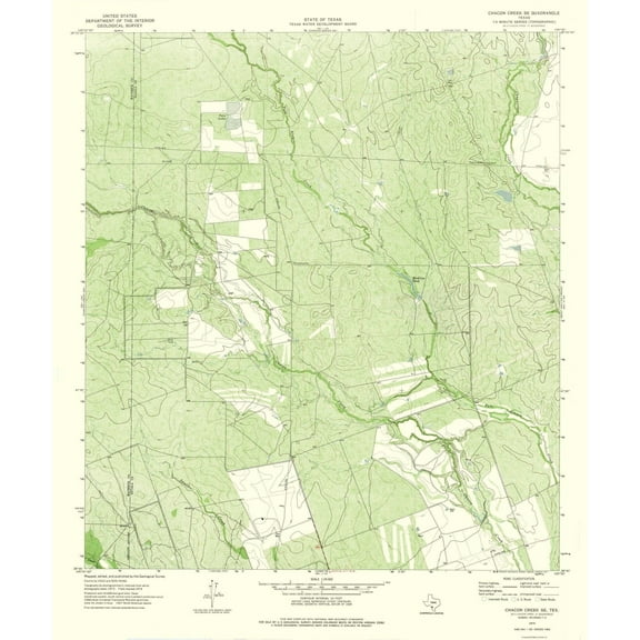 Topographical Map - Chacon Creek Texas South East Quad - USGS 1974 - 23 x 27.51 - Vintage Wall Art