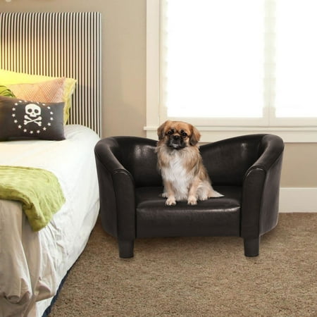 Costway Pu Leather Pet Sofa Lounge Durable Snuggle Dog Puppy Costway Pu Leather Pet Sofa Lounge Durable Snuggle Dog Puppy Sleeping Bed Dark Brown