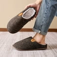thumbnail image 3 of Mens Cozy Memory Foam Scuff Slippers Casual On Warm House Shoes Indoor/Outdoor Sandal Slippers With Arch Support Rubber Sole,Color:Brown,Size:13, 3 of 6