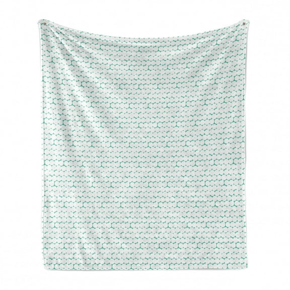 Grunge Soft Flannel Fleece Throw Blanket, Geometric Symmetric Circles Pattern Abstract Round Contemporary Graphic, Cozy Plush for Indoor and Outdoor Use, 50" x 70", Sea Green and White, by Ambesonne