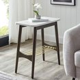 thumbnail image 1 of Walker Edison Marble and Wood Base Rectangle Side Table Living Room Small End Accent Table, 24 Inch, Marble and Dark Brown, 1 of 5