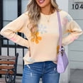 thumbnail image 5 of Bixock Women Fall and Winter Top,Women Sweater,Women's Comfortable Round Neck Long Sleeved Floral Embroidery Casual Pullover Sweater, 5 of 5