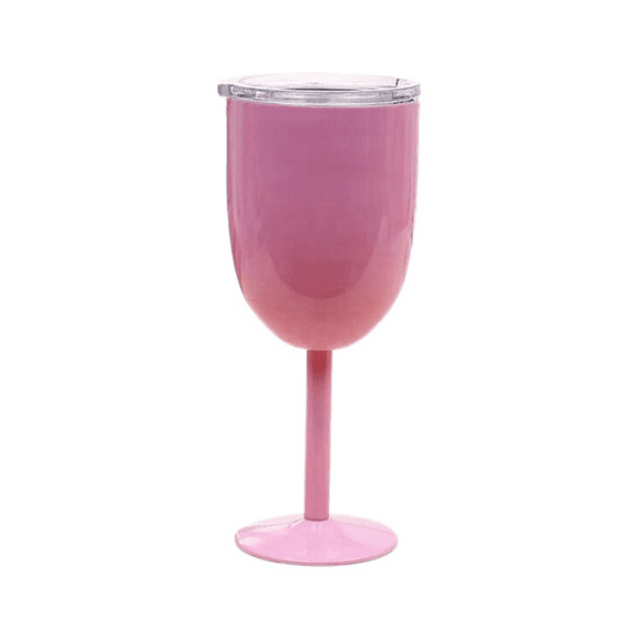 Wine Glass Stainless Steel Double Layer Goblet Color Large Capacity Tumbler Cup Pink