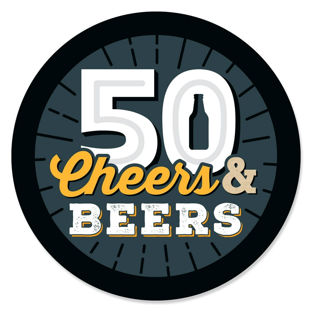 Cheers and Beers to 50 Years - 50th Birthday Party Circle Sticker Labels - 24 Count - Walmart ...