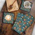 thumbnail image 5 of Pioneer Flower Floral Print Pattern 2-Pack Oven Mitts Set, Heat Resistant Kitchen Gloves, 7.7" X 12", 5 of 6