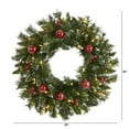 thumbnail image 5 of Nearly Natural Frosted Artificial Christmas Wreath with 50 Warm White LED Lights, 5 of 5