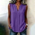 thumbnail image 5 of ClodeEU Women's V Neck Ruffle Trim Sleeveless Blouse,Solid Color Casual Tank Top Purple,Women's Plus XXXL, 5 of 6