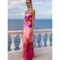 thumbnail image 6 of Women Y2k Strapless Maxi Dress Floral Print Tube Long Dress Boho Beach Sundress Going Out Streetwear Red XL, 6 of 7
