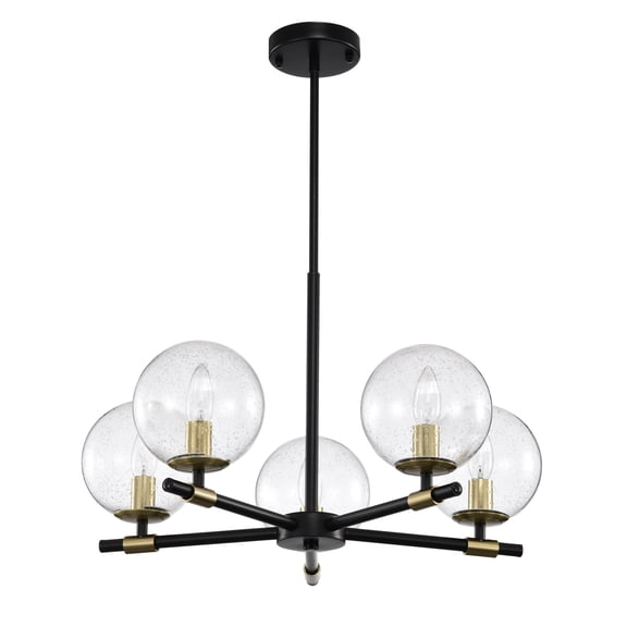 Shauna 22 in. 5-Light Indoor Matte black and Brass Finish Chandelier with Light Kit