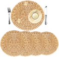 thumbnail image 1 of Napperons Tissés - Ensembles de Napperons - Napperons Ronds - Chargeurs en Osier Antidérapants Résistants à la Chaleur pour Table à Manger, Souper de Mariage et de Vacances (Ensemble de 4 de 33 cm), 1 of 6